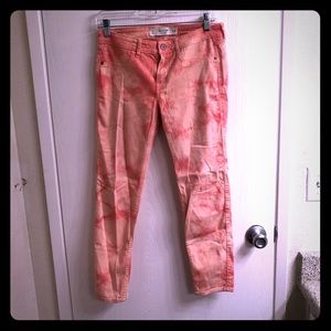 Abercrombie & Fitch Skinny Jeans in Coral Tie Dye